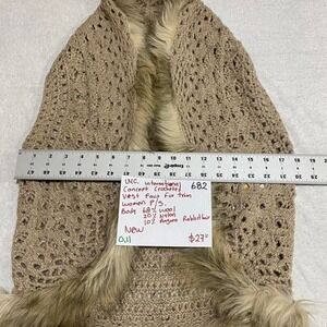 I.N.C. Tan crochet vest with faux fur trim women P/S. SKU682